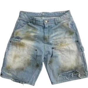 Men's Vintage Distressed Shorts – Ripped Knee Yellow Wash