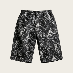 Men's Ink Wash Print Drawstring Shorts – Loose Fit Summer