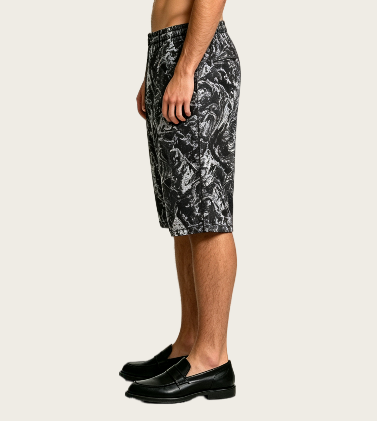 Men's Ink Wash Print Drawstring Shorts – Loose Fit Summer - Image 2