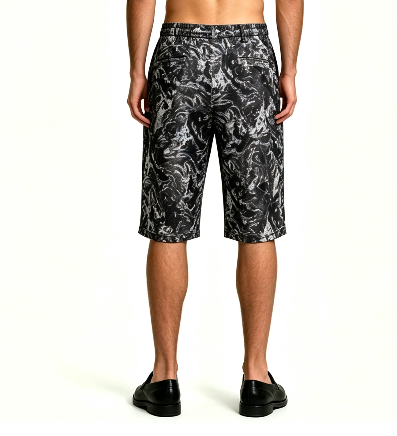 Men's Ink Wash Print Drawstring Shorts – Loose Fit Summer - Image 3