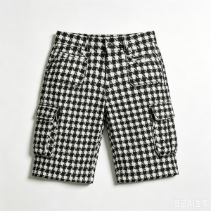 Men's Vintage Houndstooth Cargo Shorts – Wide Leg Streetwear