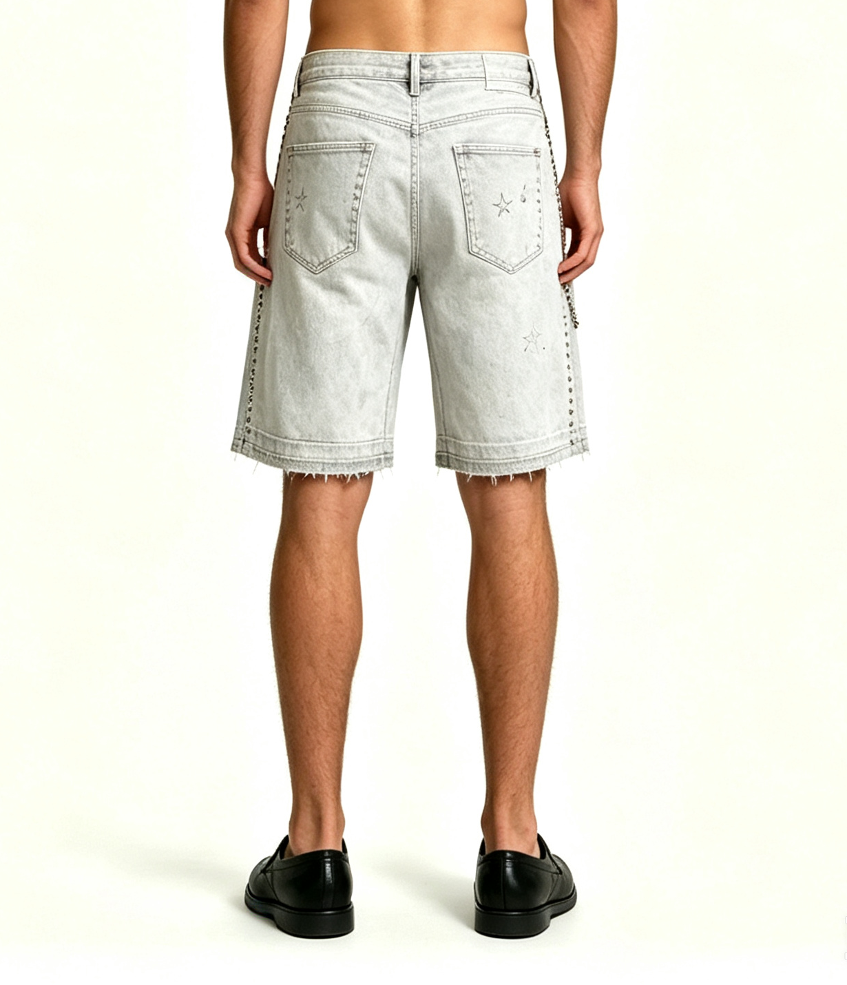 Men's Y2K Star Embroidered Denim Shorts | Ice Blue - Image 4