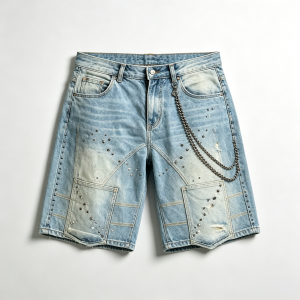 Men's Y2K Star Embroidered Denim Shorts | Streetwear