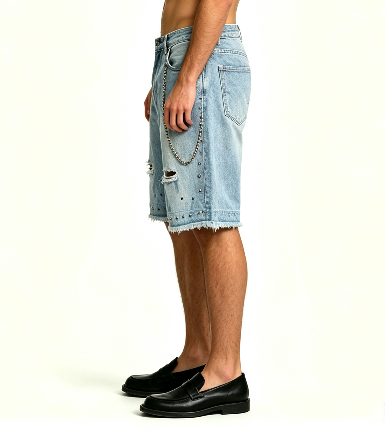 Men's High Street Ripped Denim Shorts | Streetwear - Image 4