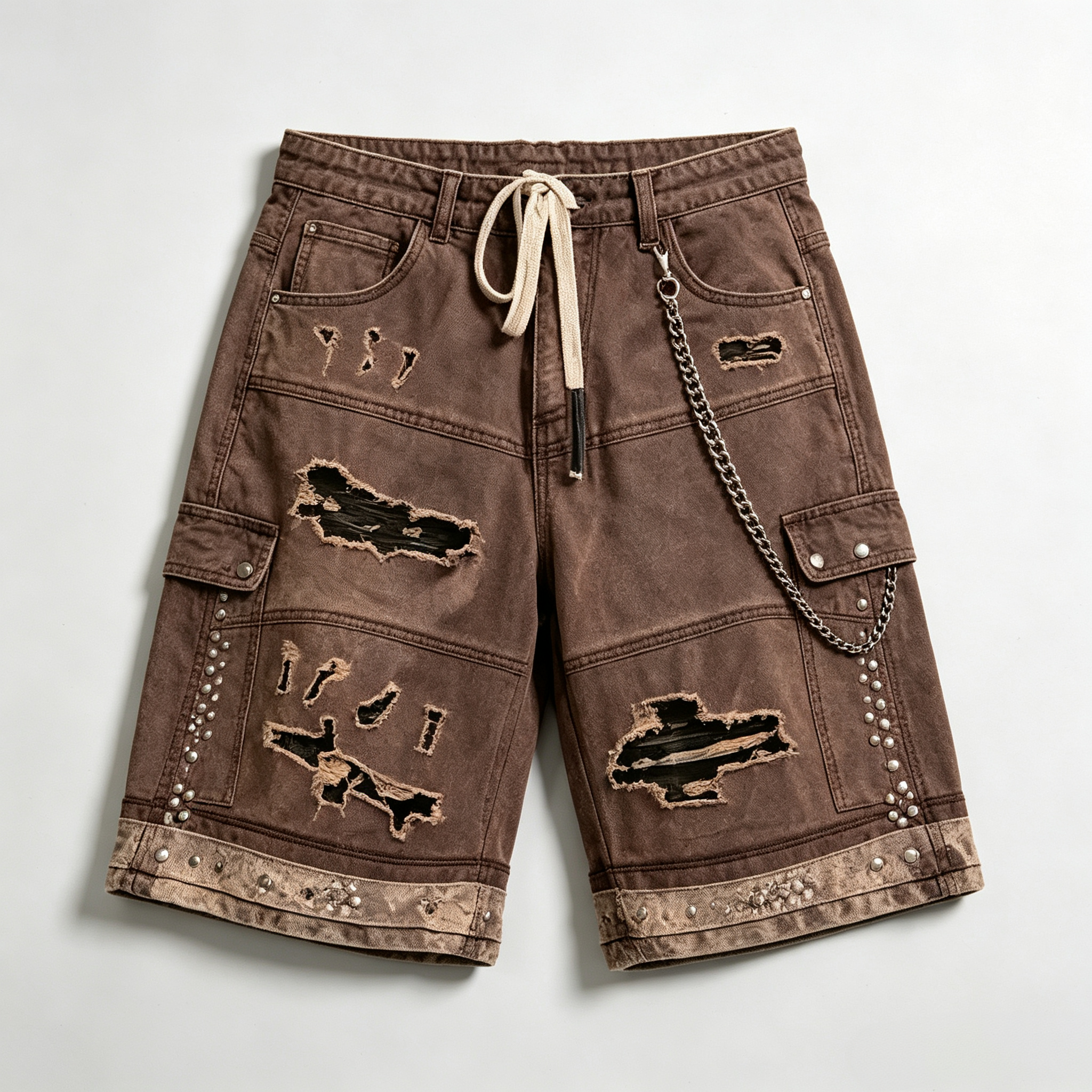 Men's Brown Wasteland Cargo Shorts | Ethnic Jacquard