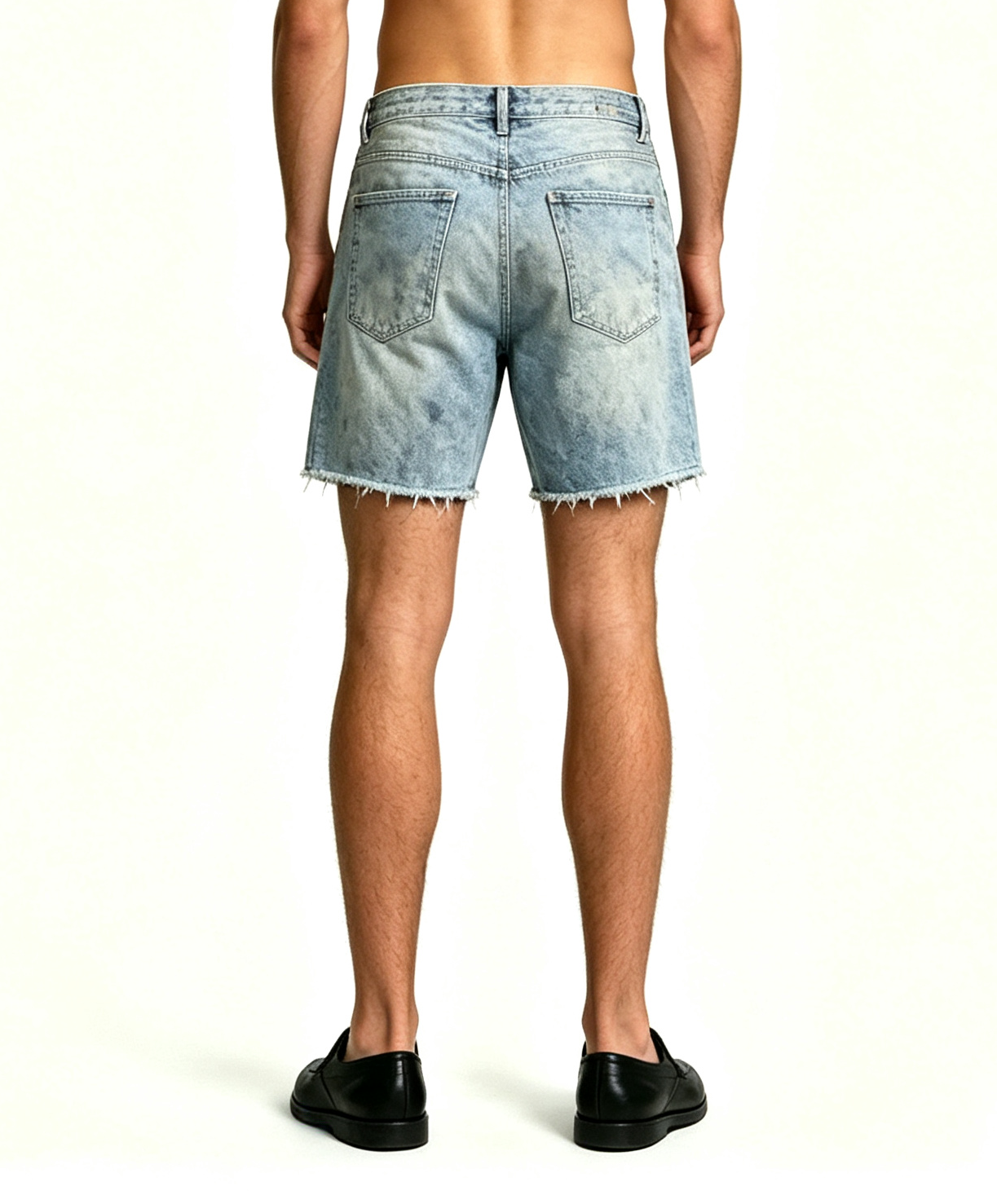 Men's Vintage Acid Wash Denim Shorts – Snow Wash Baggy - Image 4